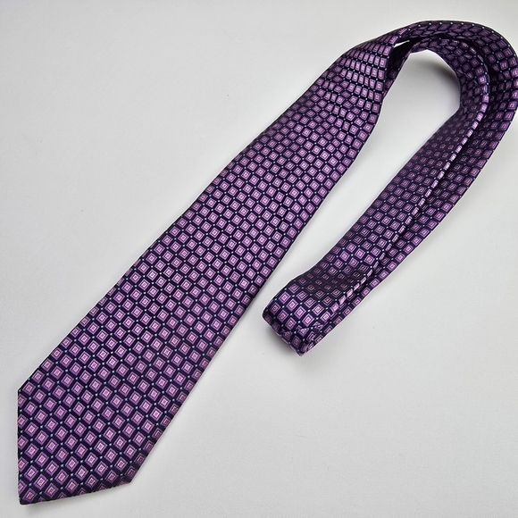 TED BAKER- 100% Silk Neat Grid- Box Pattern Necktie - Picture 6 of 8